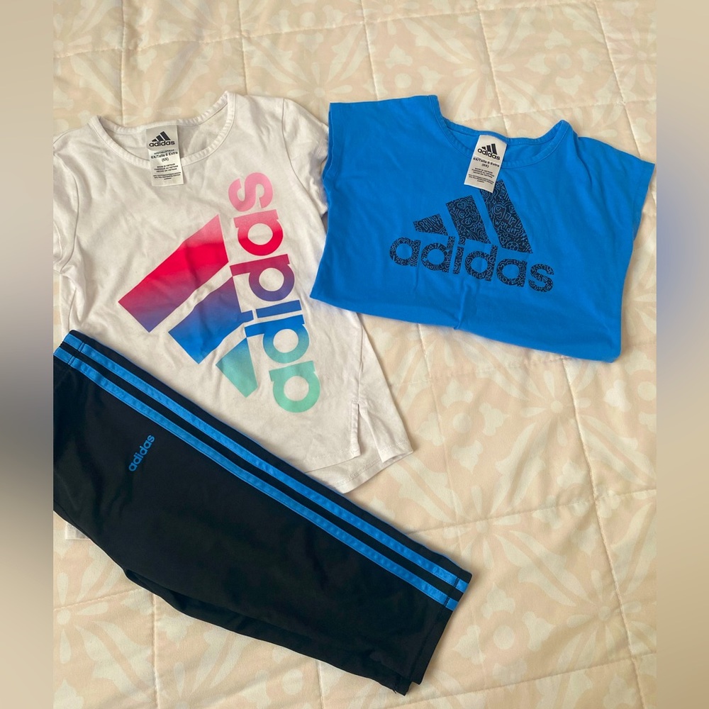 Adidas girls 3 piece set size 6x used in good condition